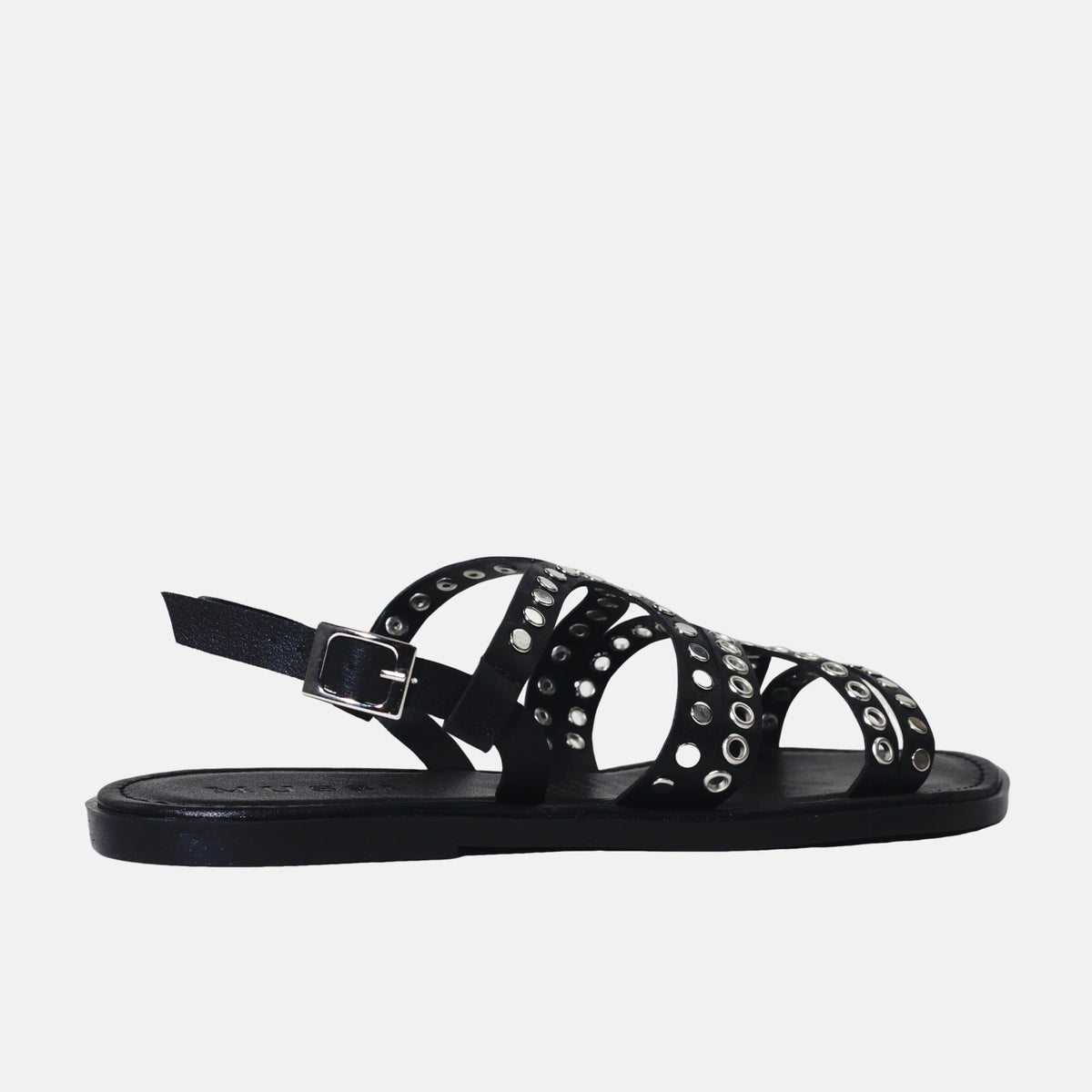 Sandalia plana temis de sintético para mujer - Negro