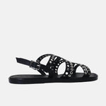 Sandalia plana temis de sintético para mujer - Negro