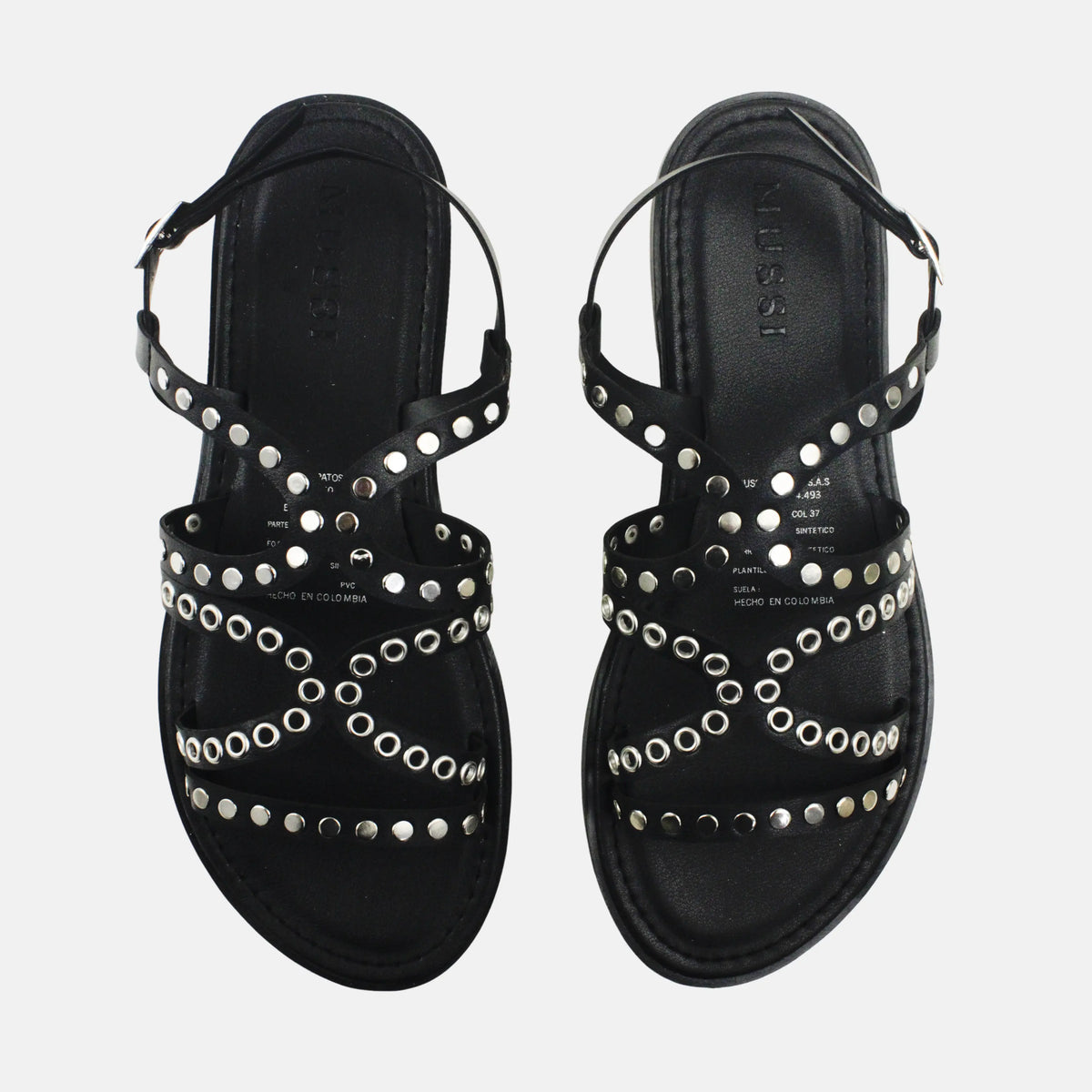 Sandalia plana temis de sintético para mujer - Negro