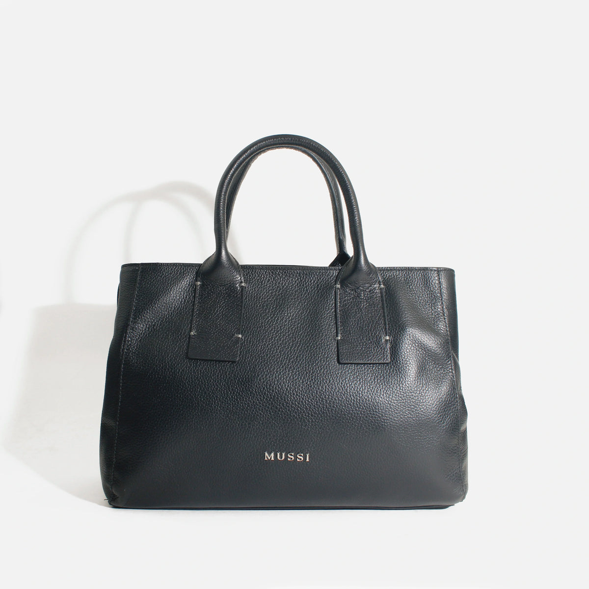 Cartera ondina de cuero para mujer - Negro