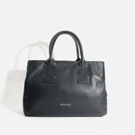 Cartera ondina de cuero para mujer - Negro