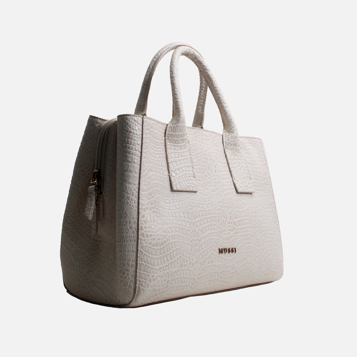 Cartera ondina de cuero para mujer - Hueso