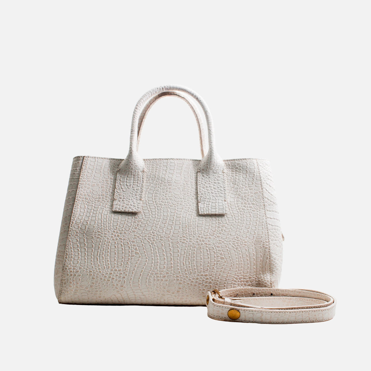 Cartera ondina de cuero para mujer - Hueso