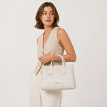 Cartera ondina de cuero para mujer - Hueso