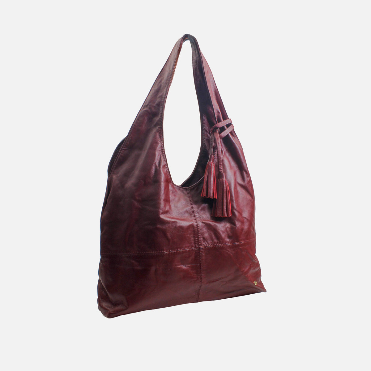 Cartera brina de cuero para mujer - Vino