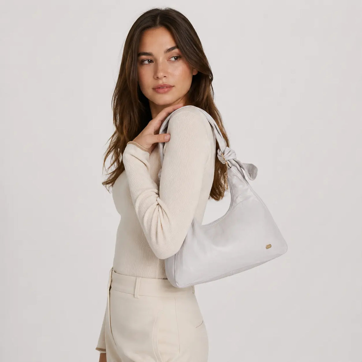 Cartera ceres de cuero para mujer - Hueso