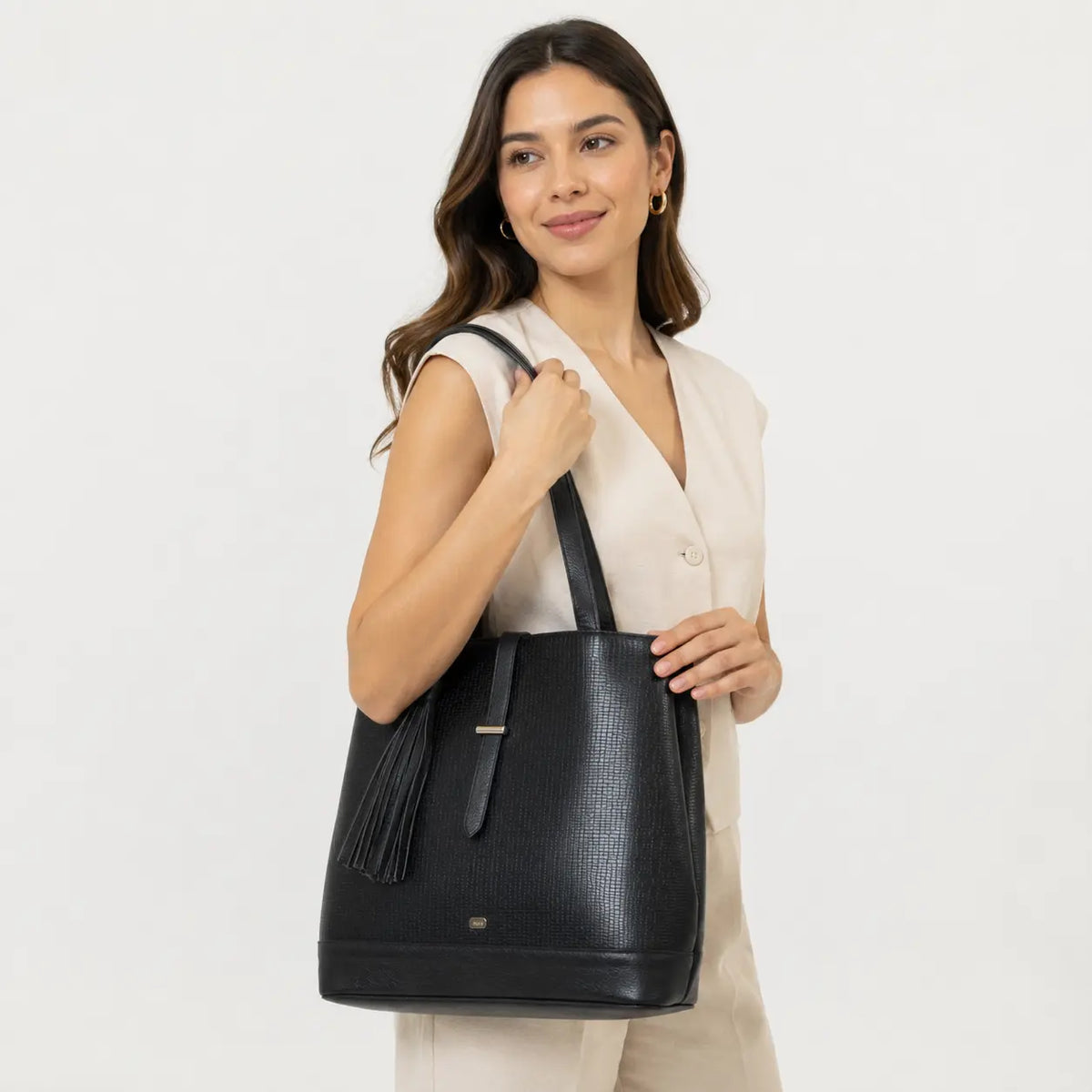 Cartera lia de cuero para mujer - Negro