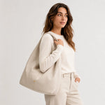 Cartera lina de cuero para mujer - Hueso