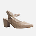 Tacones chelsea de cuero para mujer - Beige