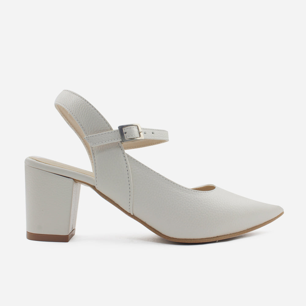 Tacones chelsea de cuero para mujer - Hueso