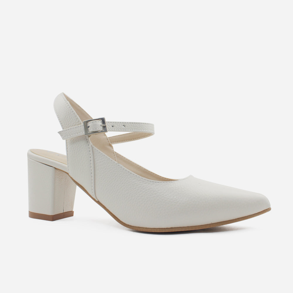 Tacones chelsea de cuero para mujer - Hueso