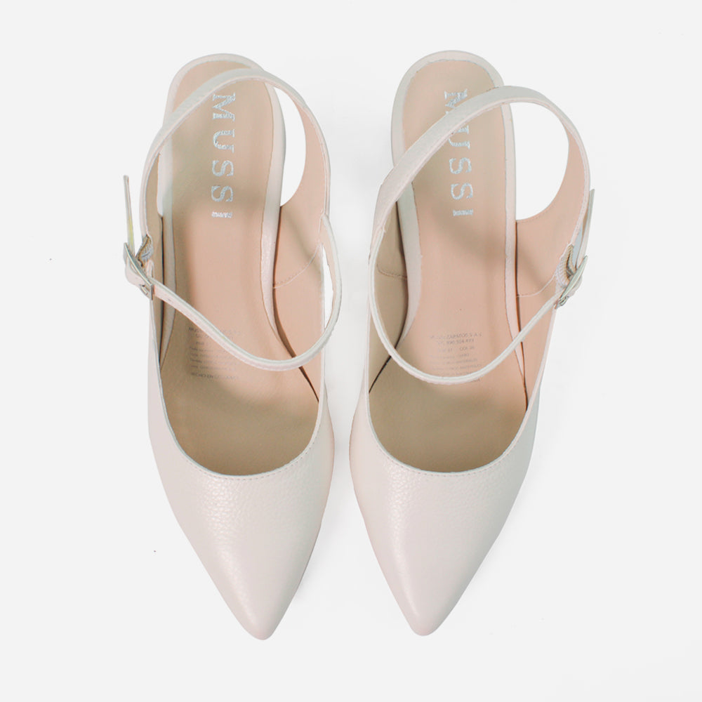 Tacones chelsea de cuero para mujer - Hueso