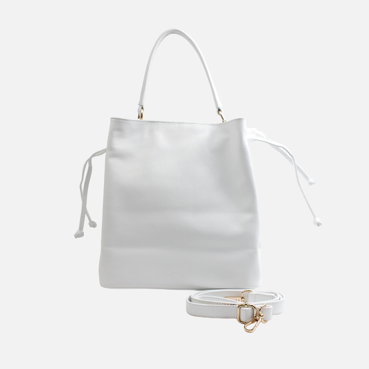 Bolso manos libres laura de cuero para mujer - Blanco