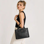 Cartera michelle de cuero para mujer - Negro
