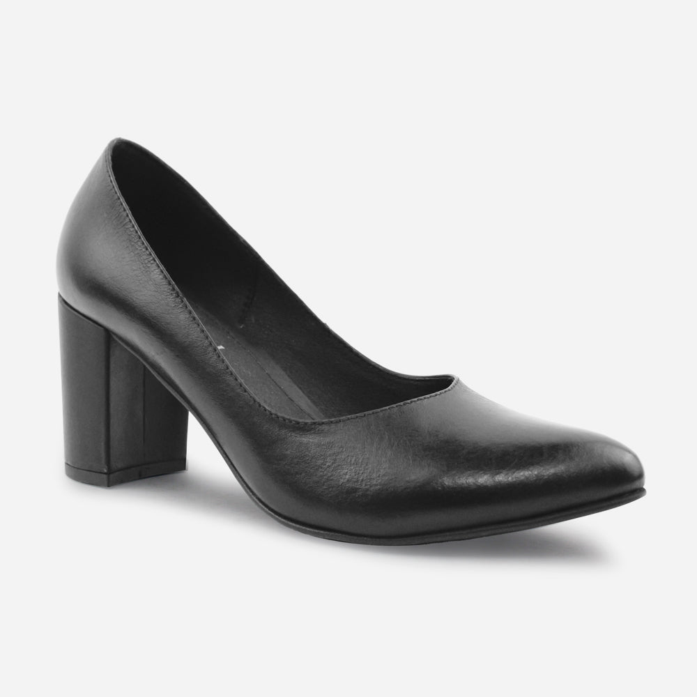 Tacones shiori de cuero para mujer - Negro