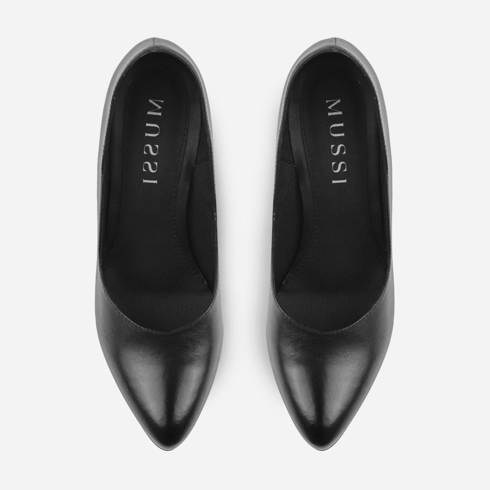 Tacones shiori de cuero para mujer - Negro