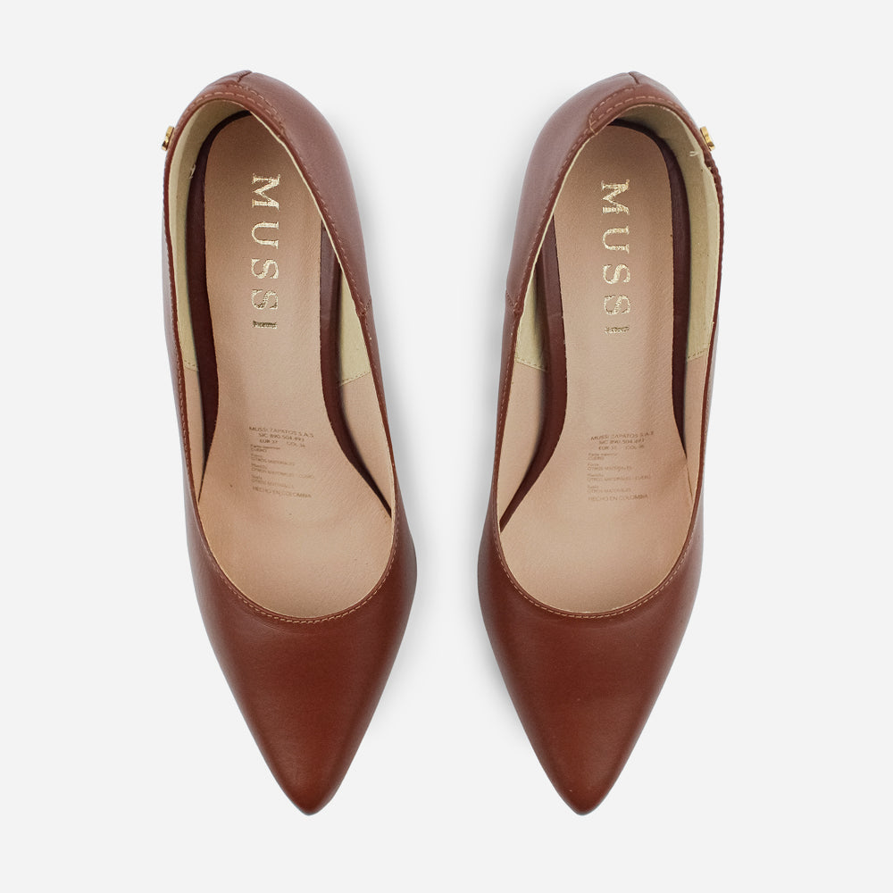 Tacones camil de cuero para mujer - Miel