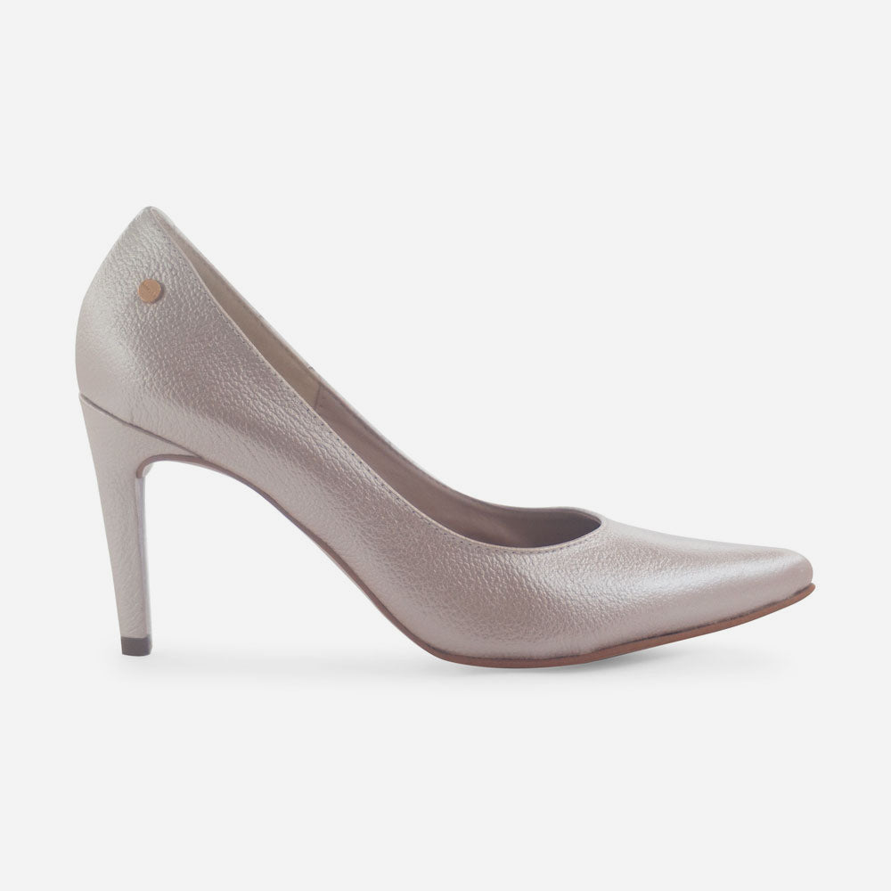 Tacones camil de cuero para mujer - Champaña
