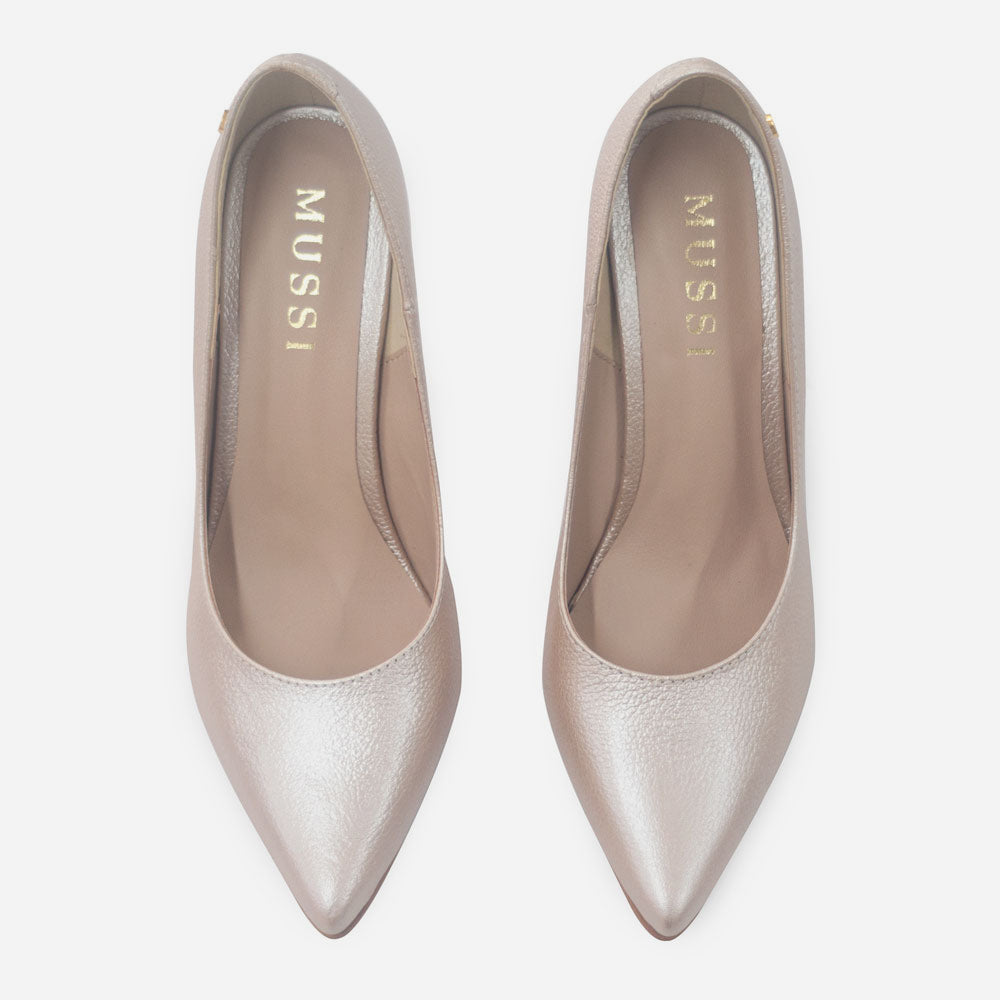 Tacones camil de cuero para mujer - Champaña