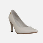 Tacones camil de cuero para mujer - Hueso