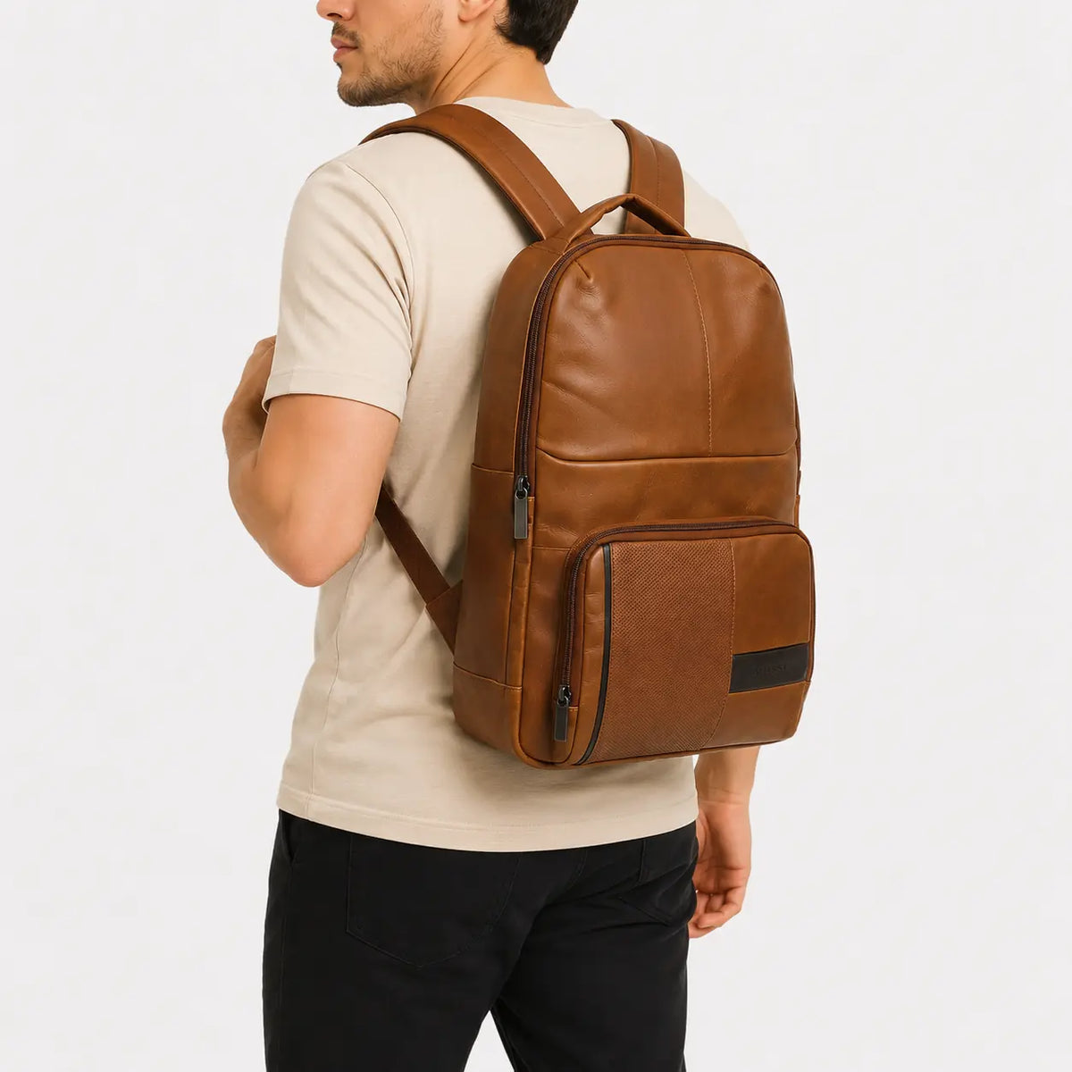 Morral ernesto de cuero para hombre - Miel