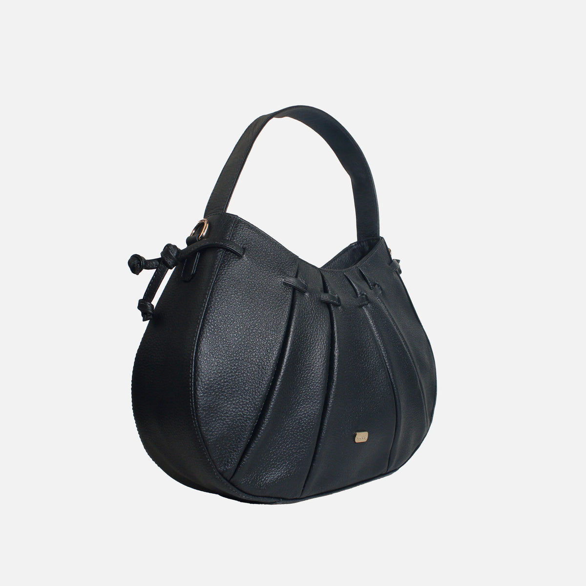 Cartera samara de cuero para mujer - Negro