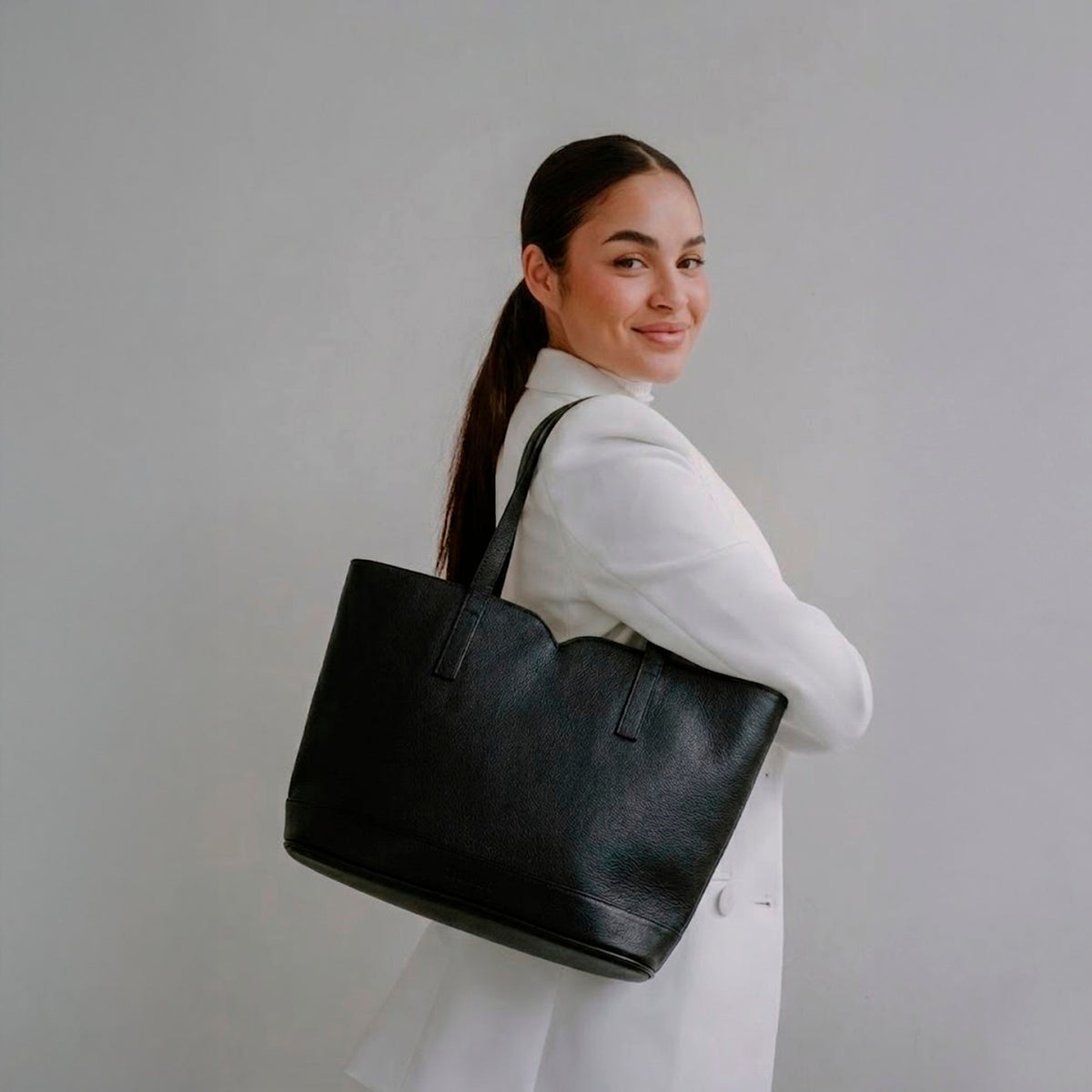 Cartera anis de cuero para mujer - Negro