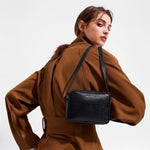 Bolso manos libres dulcinea de cuero para mujer - Negro