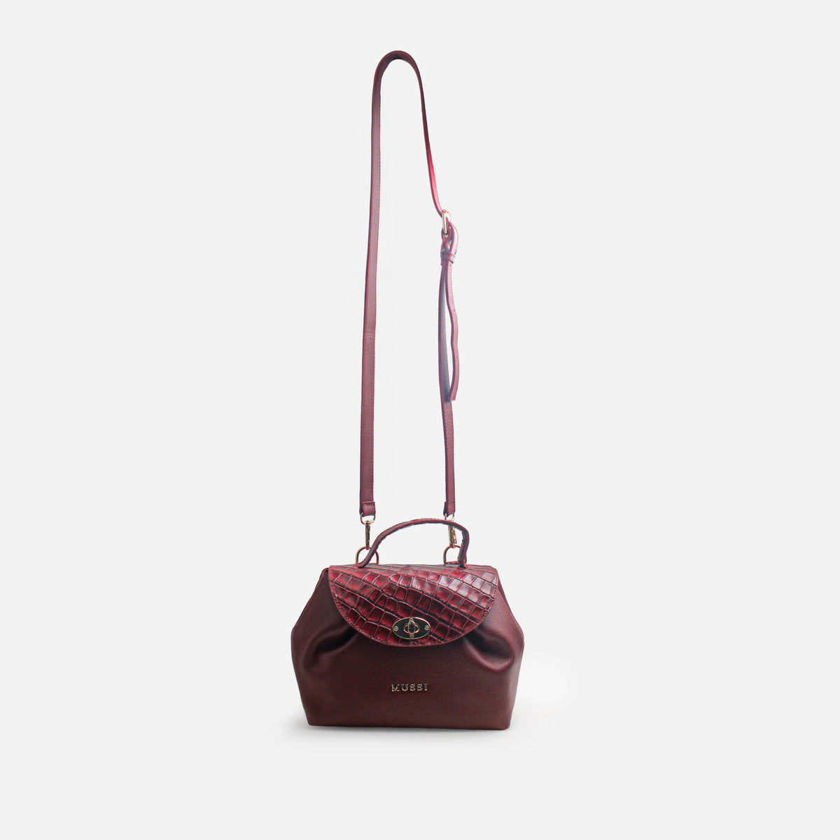 Bolso manos libres azalea de cuero para mujer - Vino