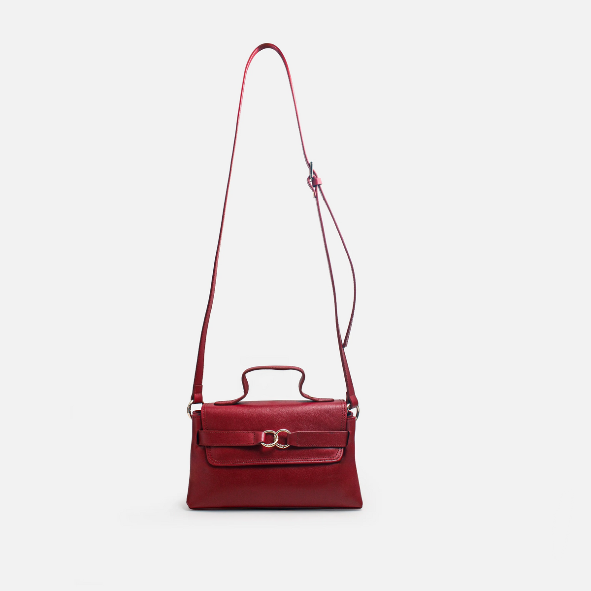 Bolso manos libres riviera de cuero para mujer - Rojo