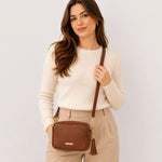 Bolso manos libres alessia de cuero para mujer - Miel
