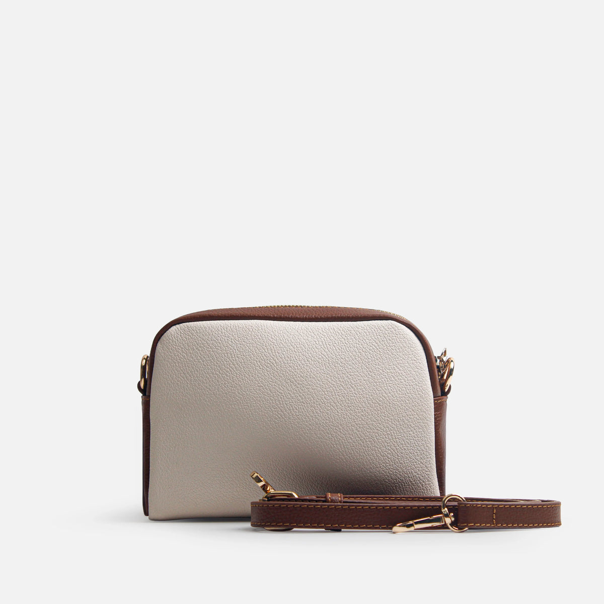 Bolso manos libres livia de cuero para mujer - Hueso