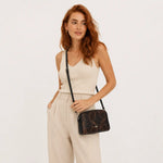 Bolso manos libres livia de cuero para mujer - Cafe