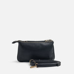 Bolso manos libres casis de cuero para mujer - Negro