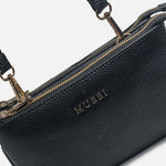 Bolso manos libres casis de cuero para mujer - Negro