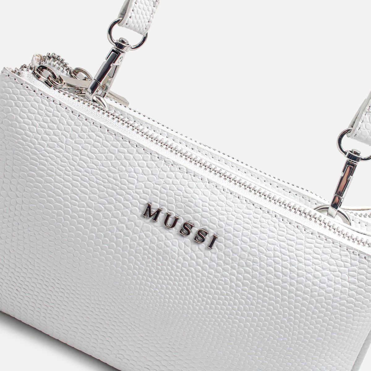 Bolso manos libres casis de cuero para mujer - Blanco