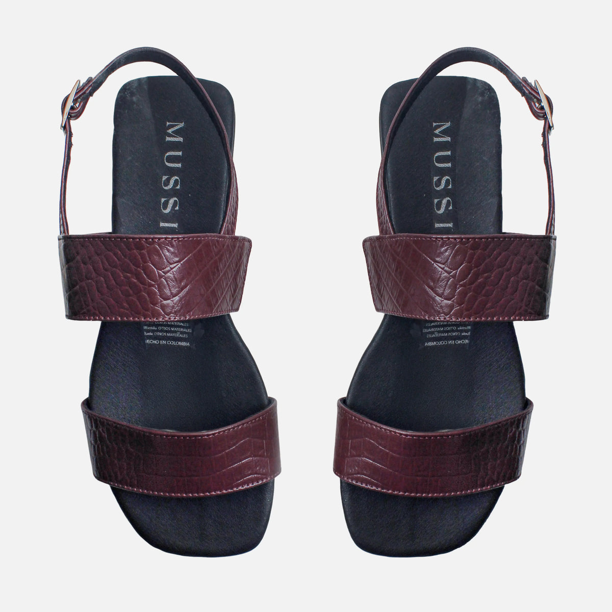 Sandalia plana candice de cuero para mujer - Vino