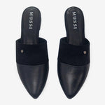 Zueco plano hinata de cuero para mujer - Negro