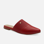 Zueco plano hinata de cuero para mujer - Rojo