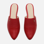 Zueco plano hinata de cuero para mujer - Rojo