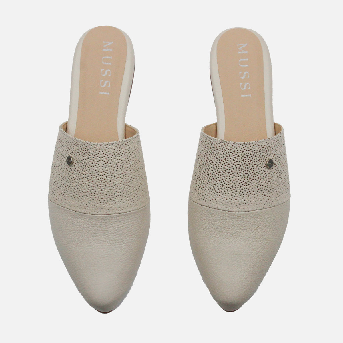 Zueco plano hinata de cuero para mujer - Hueso