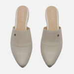 Zueco plano hinata de cuero para mujer - Hueso