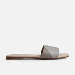 Sandalia plana curazao de cuero para mujer - Gris