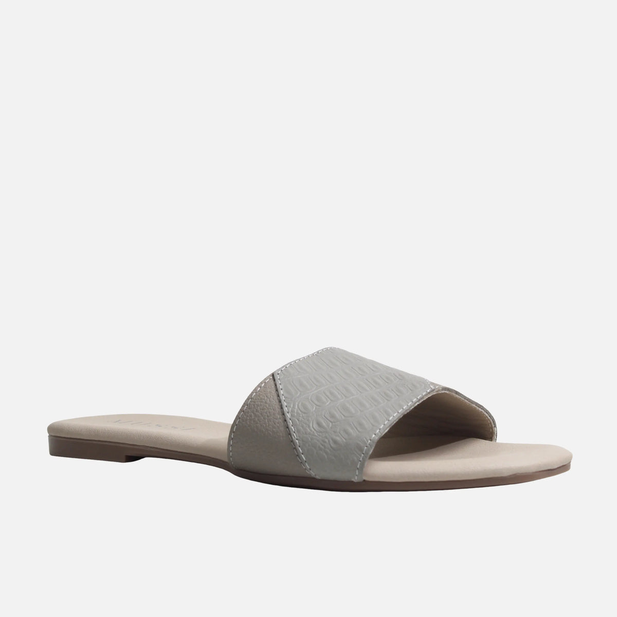 Sandalia plana curazao de cuero para mujer - Gris