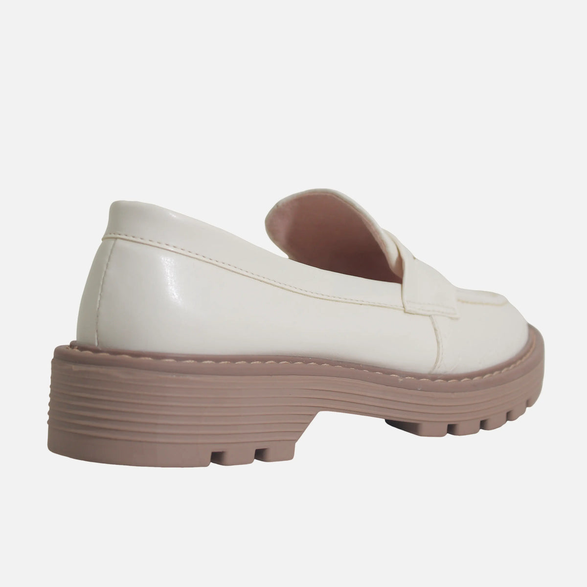 Mocasin tractorado olimpia de sintético para mujer - Hueso