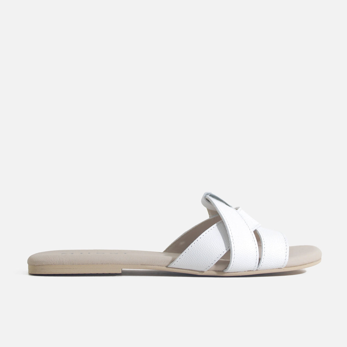 Sandalia plana glasgow de cuero para mujer - Blanco