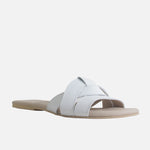 Sandalia plana glasgow de cuero para mujer - Blanco