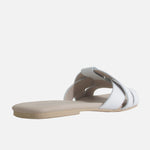 Sandalia plana glasgow de cuero para mujer - Blanco