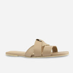 Sandalia plana glasgow de cuero para mujer - Beige