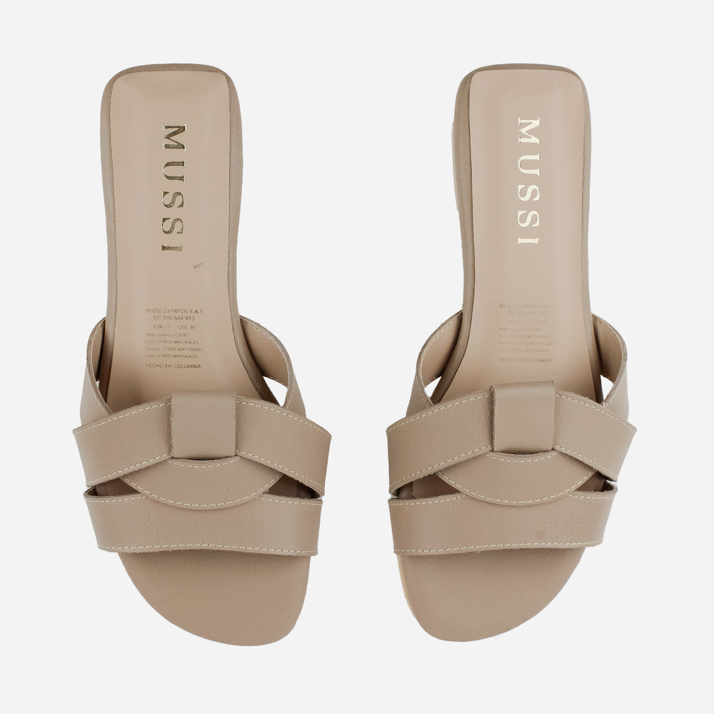 Sandalia plana glasgow de sintético para mujer - Almendra